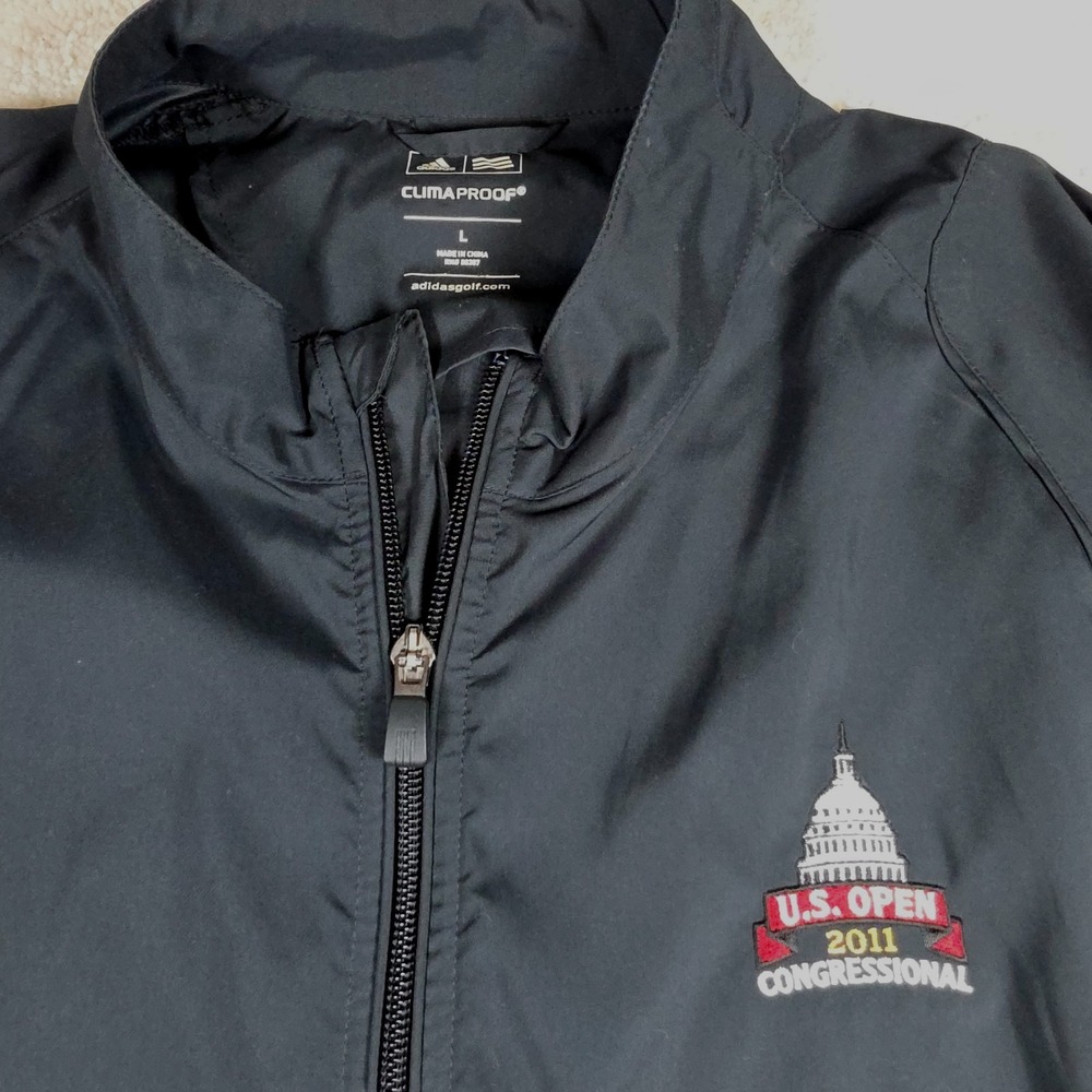 Adidas Golf Jacket Mens L Black ClimaProof 1/4 Zip U.S. Open‎ 2011 Congressional